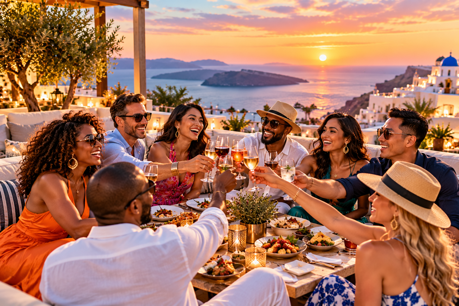 Santorini Sunset Rooftop Toast Santorini Sunset Rooftop Toast
