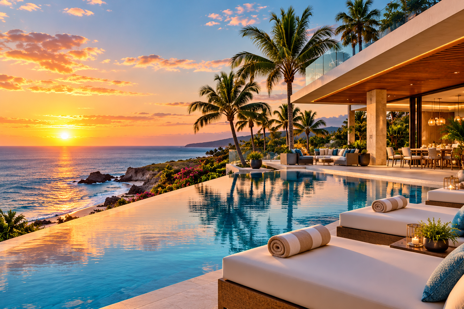 Tropical Infinity Pool at Sunset Tropical Infinity Pool at Sunset